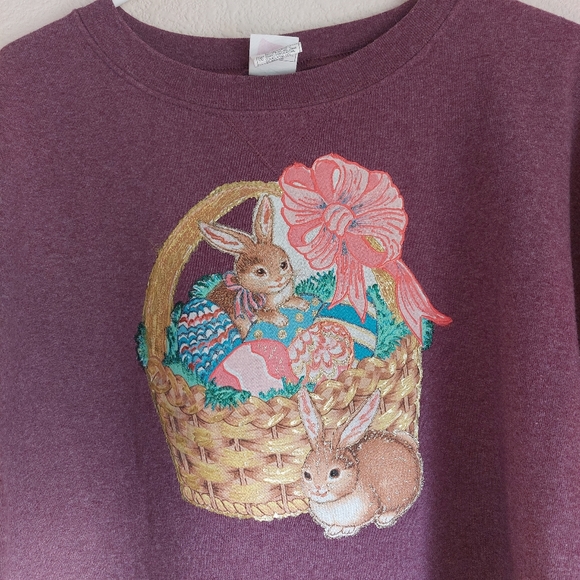 VINTAGE BUNNY/EASTER THEMED WOMENS CRAFT MEDIUM SWEATER - Picture 2 of 10